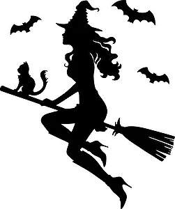 Naklejka Czarownica z nietoperzami