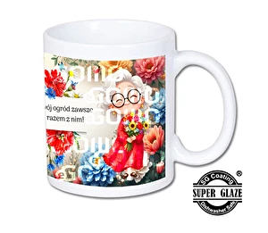 Kubek biały Super Glaze Premium Babcia ogród 2